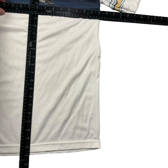 Polo Men's XXL Vintage Beach Vacation Blue White Striped Ocean Island Zone - Picture 7 of 8